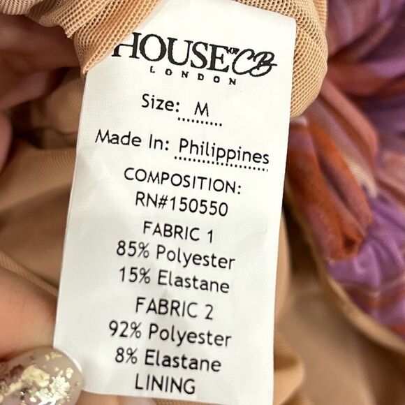 House of CB Ella Swirl Mesh Mini Dress in Purple Pink Swirl - Picture 12 of 12